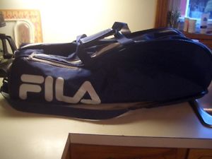 FILA Multi Tennis Racket Racquet Bag w/Shoe Storage, Shoulder Strap Navy/White