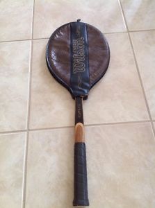 Vintage Wilson Advantage Tennis Racquet Strata Bow Wood With Leather Cover MINT