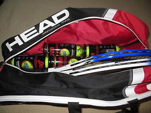 HEAD Tennis Racquet Set Two (2) Racquets Twenty (20) Penn Balls Carry Bag NWOT