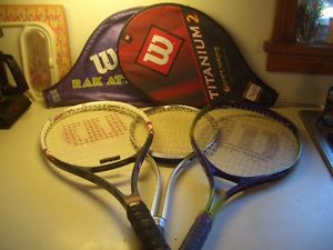 Lot of 3 Wilson Tennis Rackets w/2 cases StingLite, Match Point, Rak Attak Jr