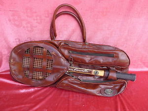 hermoso,muy antiguo Bolso de tenis__con Raqueta__vintage__