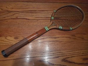 ANTIQUE NARRAGANSETT "DRIVER" WOOD TENNIS RACKET FROM EARLY 1900'S