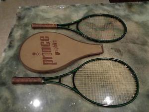 Vintage x2 Prince Graphite OS Series 110 Tennis Racquet Lot Original Grips Cover