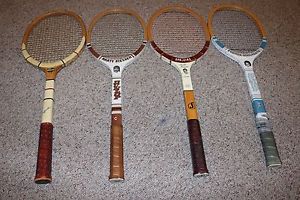 4 wood tennis racquets spalding Gonzales riessen dunlop magnan goolagong agutter
