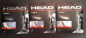 3 Sets of Head Hawk Tennis String 1.30mm 16 Gauge White