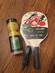 New Pickle Ball Pickleball Now Galaxy Intro Set Lot of 2 Paddles & 3 Balls
