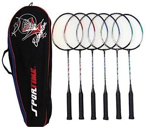 Sportime Tempered Steel Badminton Racquets and Carrying Bag - Set of 3 Pairs -