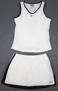Nike Women's Border Tennis Tank Top & Skort Set Black & White Size Small
