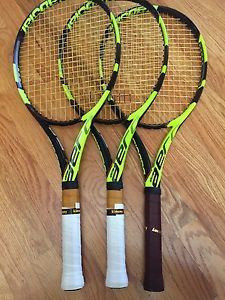 2016 Babolat Pure Aero Tour 4 1/4 (3x) Rackets + Roland Garros 12 Bag