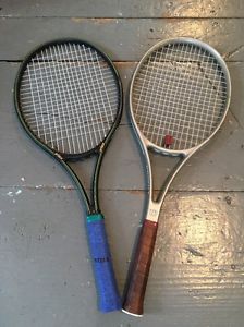 Tennis Racquets Wilson Profile 95 4 1/2 And  Prince Graphite Comp 4 3/8 Leather