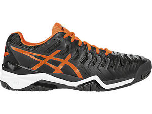 ASICS GEL RESOLUTION 7 MENS TENNIS SHOE (BLACK/SHOCKING ORANGE/WHITE) E701Y-9030