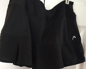 Head Tennis Black Skirt Skort Perforated Flounce Pleated Large