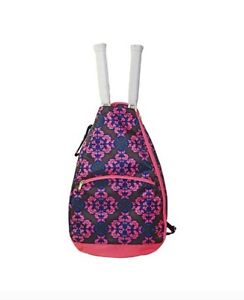 NEW NWT ALL FOR COLOR Rue De Mocha Brown Pink Teal Print Tennis Backpack Bag