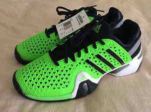 ADIDAS AdiPOWER BARRICADE 8+ MENS TENNIS SHOE - NEON/BLK/GREY SZ 11