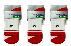 Yonex Badminton High Performance 1/4 Crew Socks - 3 Pack Bundle - Size MEDIUM