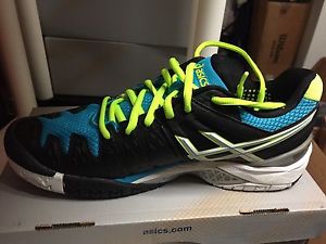 Asics Men's Gel-Resolution 6 Tennis Shoe Onyx/Wht/Atomic Blue