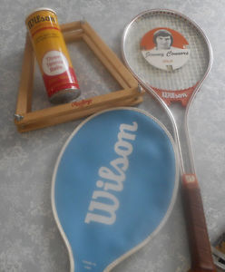Wilson Jimmy Connors Titanium Tennis Racket w/ Tennis Balls ,Cover & Press Frame