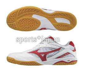 Mizuno Japan Men's Wave Drive 8 Table Tennis Shoes 81GA1705 White Red Ping Pong