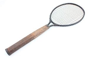 Vintage Tennis Racquet (black) - Antique  Wood Handle