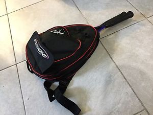 speedminton set/2 rackets, cones, and various birdies