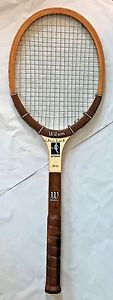Vintage WILSON Wood Tennis Racquet Chris Evert Autograph Leather Grip Racket