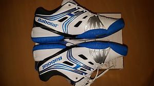 NIB! Babolat V-Pro All Court Men`s Tennis Shoe Sz 11 30S1100 White/Blue/Grey