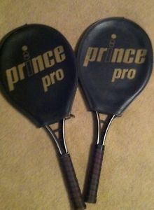 Pair of Prince Pro Tennis Rackets -Size 4 1/4 4 1/2 With Covers 1979