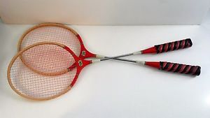 Pair of Vintage J.M.C. Professional Badminton Rackets Wood and Steel