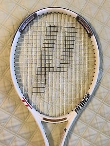 PRINCE TT WARRIOR MP 97SQ" GRAPHITE TENNIS RACKET W/NEW STRINGS & 4 1/4 GRIP