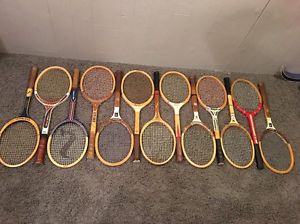 Lot 13 Wood Wooden Vintage Tennis Rackets Racquets Wilson Bancroft