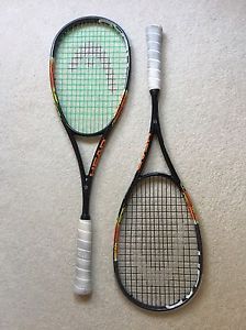 2 HEAD GRAPHENE XENON 135 SQUASH RACQUETs w/Carrying Cases