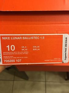 Nike Men's Lunar Ballistic 1.5 White/Optic Yellow Size 10