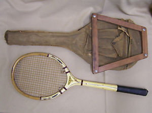 Antique Vintage Championship Finalist Tennis Racquet with Bag and Head Press