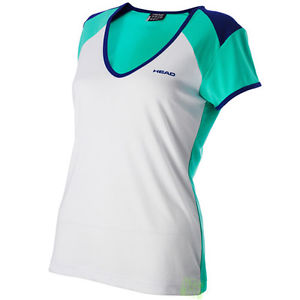 Head Camiseta de mujer Victoria cuello de pico blanco / azul