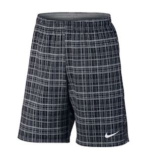Nike Tennis DriFit 9" Court Plaid  Black/Gray/White Shorts $60 (801714 010) MED
