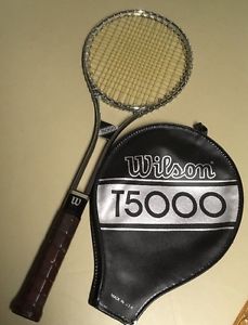 Vintage Wilson T5000 Metal Tennis Racquet 4 3/8 L Grip w Cover Excellent Cond