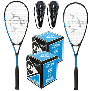 Dunlop Squashset Squash 2 Raqueta de Squash + 2 Dunlop Bolas + 2 Fundas NUEVO