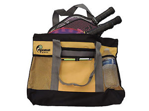 PICKLEBALL MARKETPLACE "Zipper Top" Tote Bag-New/Embroidered - Yellow & Grey