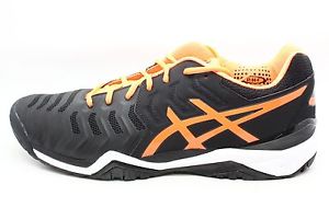 Asics Mens Gel-Resolution 7 Tennis Shoe Black Shocking Orange White Size 15 M