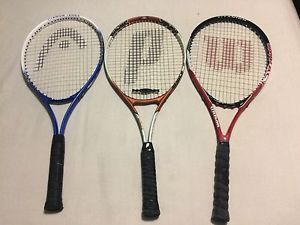 Lot Of 3 Tennis Rackets Prince Flame Ti Head Ti Conquest & Wilson Impact Racquet