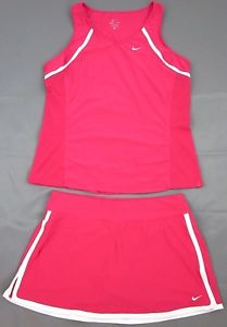 Nike Border Women's Tennis Tank Top (XL) & Skort (L) Set Pink White