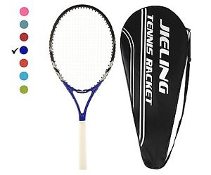 Jieling Blue Strung 27in Tennis Racquet for Men with Black Cover,4 1/8in Blue