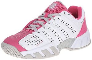 k-SWISS Bigshot Light 2.5 Tennis Shoe Little Kid/Big Kid, White/Shocking Pink, 6