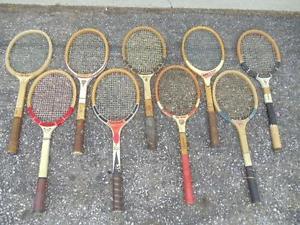 LOT of 9 Wood Wooden Tennis Racquets Wright Ditson Rawlings Spalding Davis