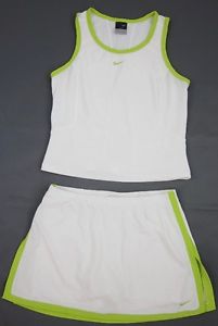Nike Women's Border Tennis Tank Top & Skort Set Lime Green White Size Small