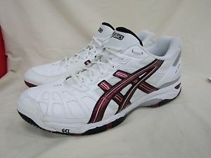 Asics E104Y Gel-Game White/Red Men's Tennis Shoes Size 14