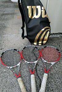 3 wilson steam 99s + tennis bag