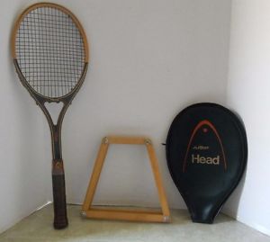 Guillermo Vilas AMF Head Wood Tennis Racquet-Good+Cover+Press+Straight