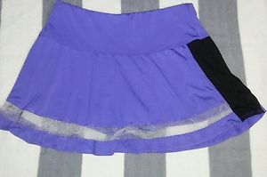 Lucky In Love Tennis Skirt SZ S 4/6 Purple Black Pleated Silver mesh