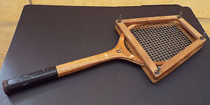 VTG DRAPER-MAYNARD INTERNATIONAL Wood Tennis Racket The Lucky Dog Kind w/ Press